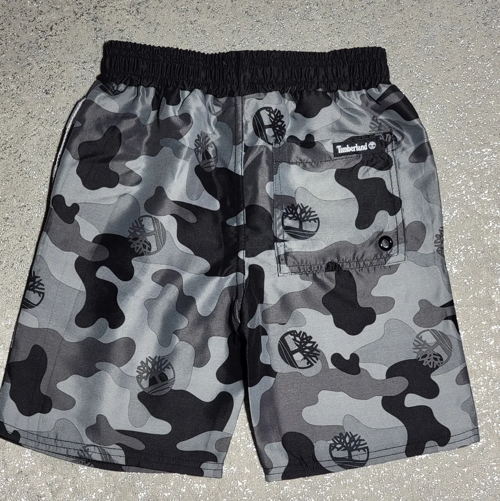 🤍🖤NEW Timberland White Sleeveless Shirt and Swim Shorts Boy's Size 7 - Picture 3 of 11